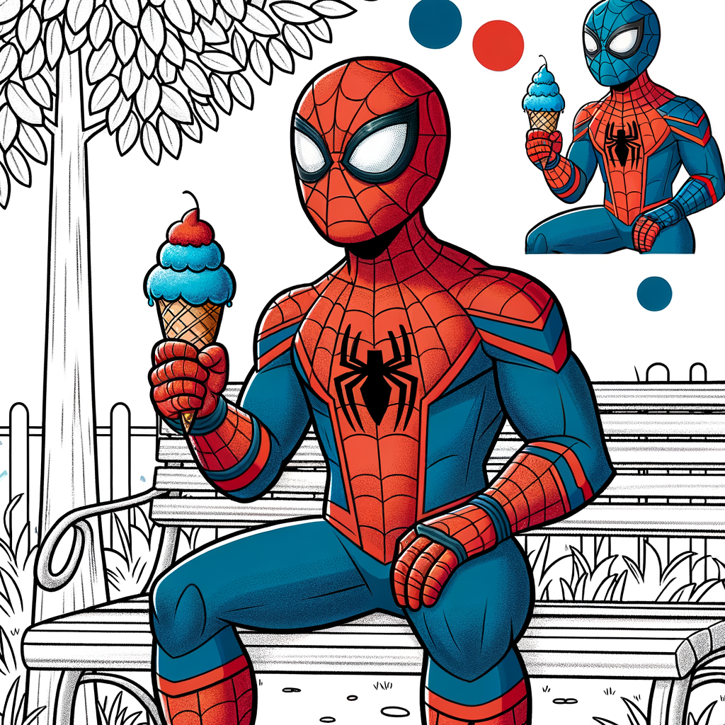 Spiderman eats ice cream coloring pages