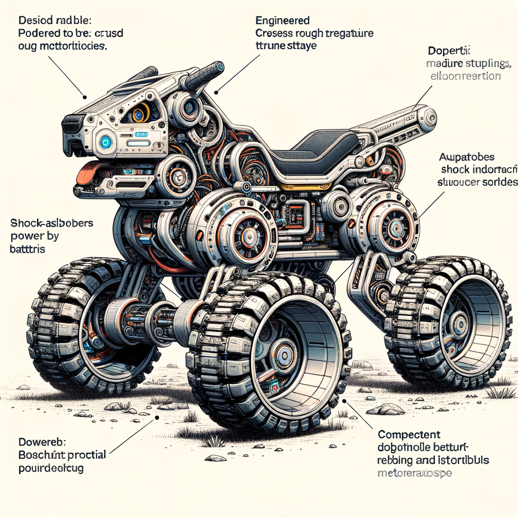 rideable robot dog type of motor bike able to run over rough terrain easy powered by batteries