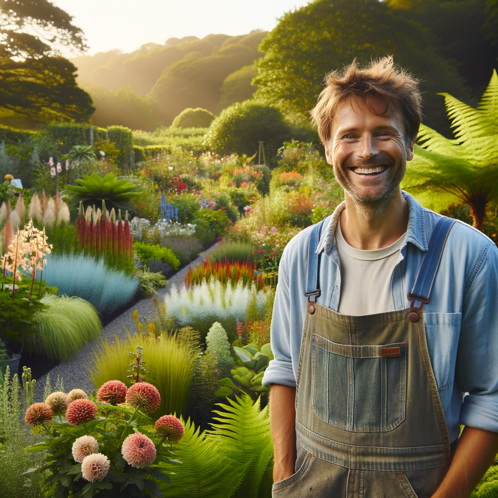 happy person in his own big garden