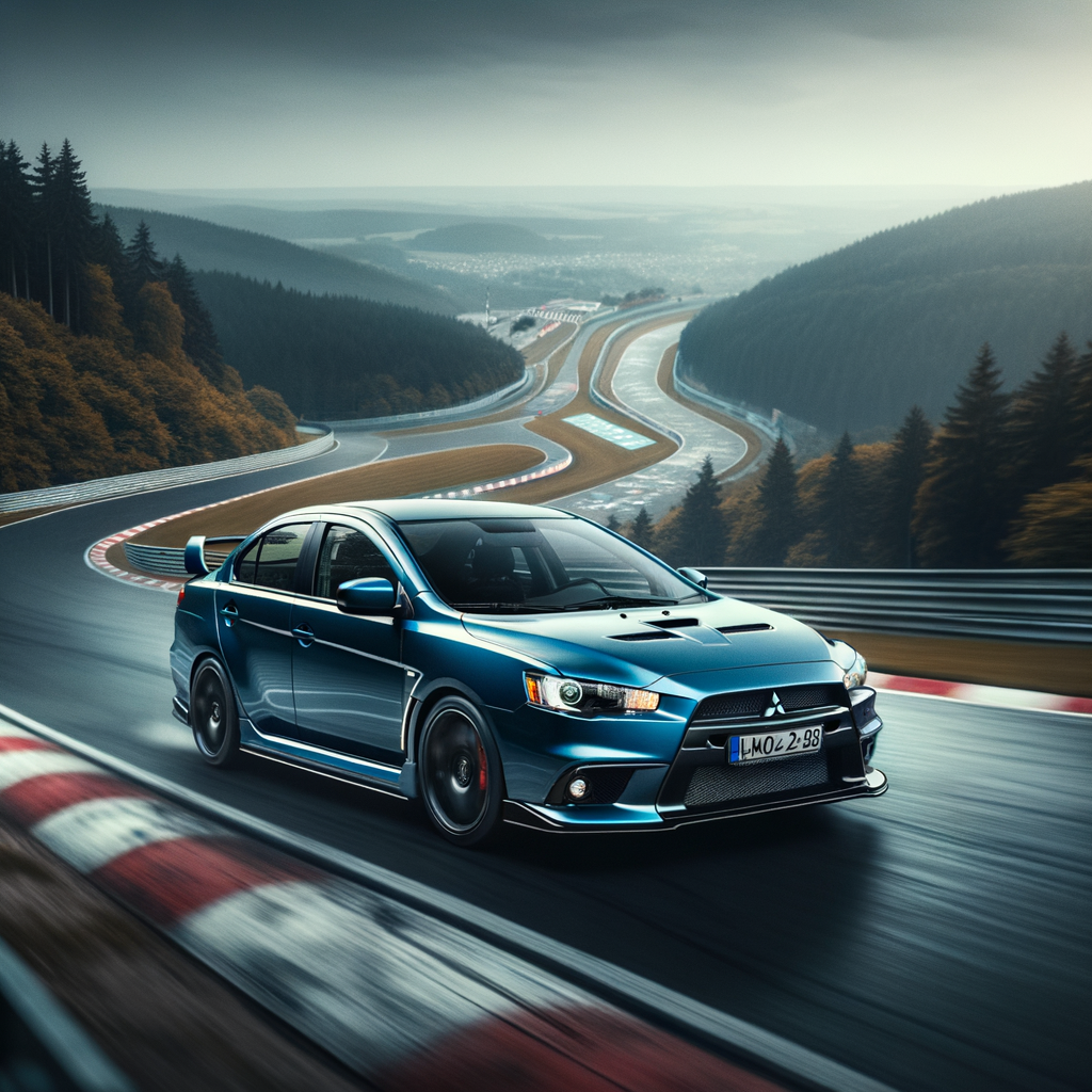 octane blue mitsubishi lancer hatchback sportback ralliart on nordschleife