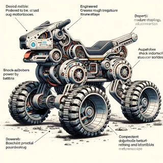 rideable robot dog type of motor bike able to run over rough terrain easy powered by batteries