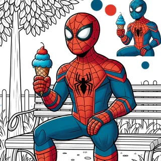 Spiderman eats ice cream coloring pages