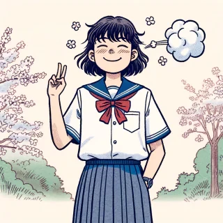 Girl farting in school uniform