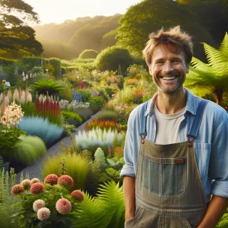 happy person in his own big garden