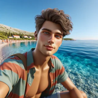 real photo white youth croatia sea