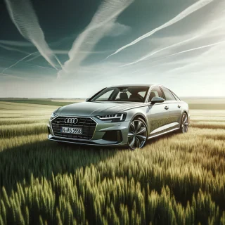 Un Audi A6 C7. 5 în format QHD, pe un câmp,