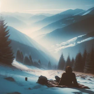 I need to create a mountain seen where are person relaxing