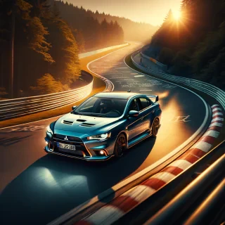 octane blue mitsubishi lancer sportback ralliart on nordschleife