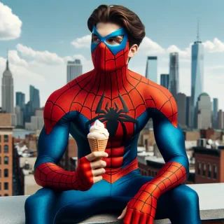 spiderman eating ice cream