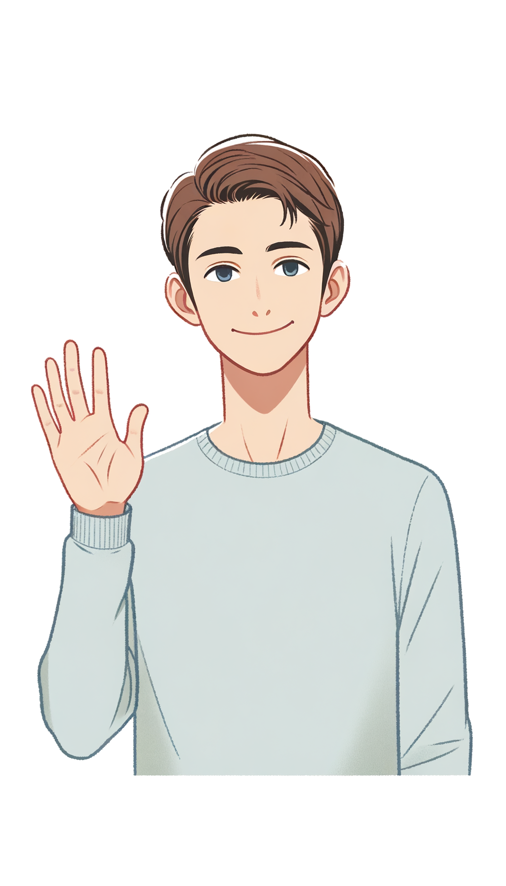 Легкая улыбка и приветствие рукой